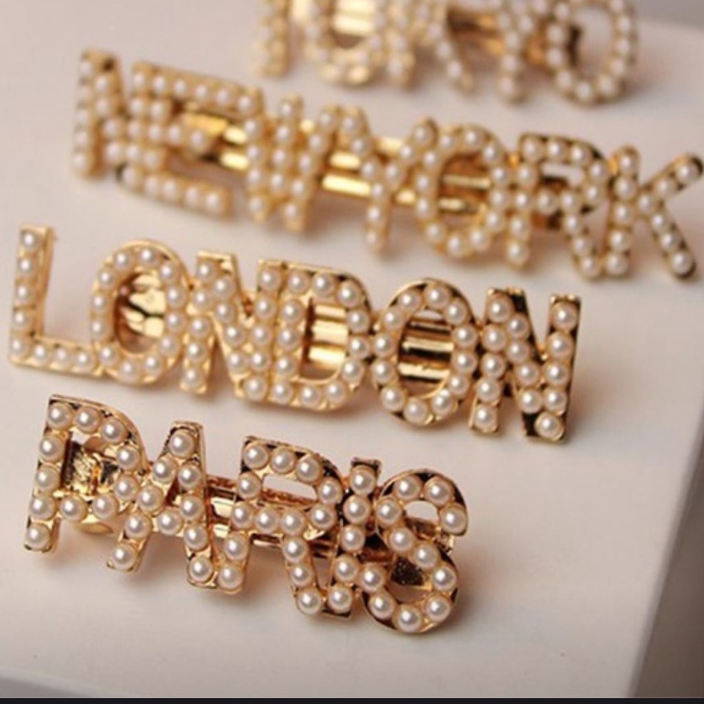 NWT Faux Pearl City Gold Barrette - Picture 2 of 8
